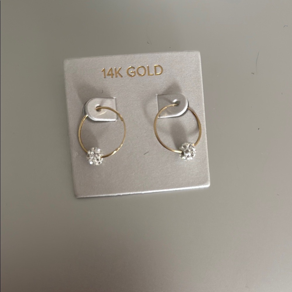 Gold and White Crescent Hoop Earrings with Gemstone Accents